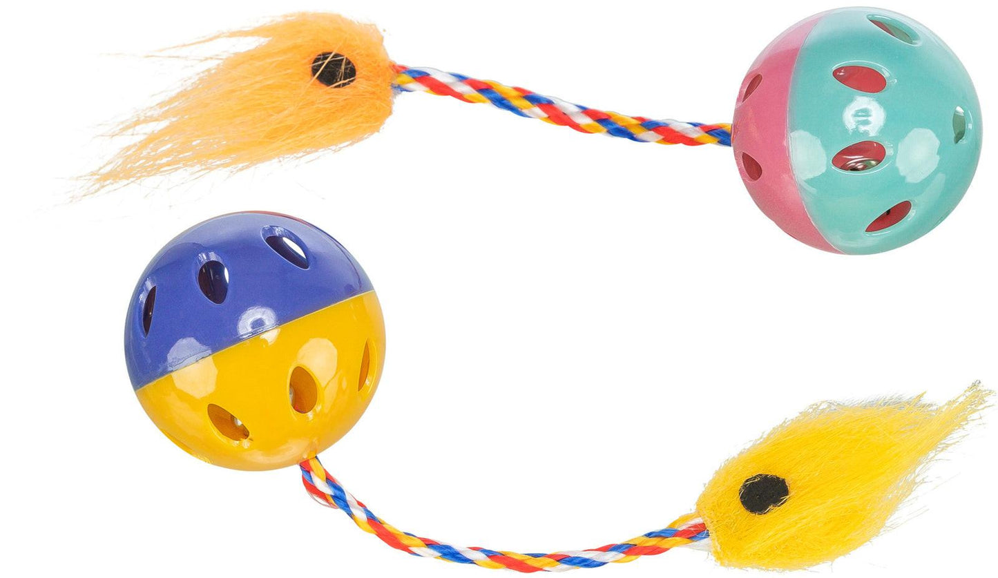 Trixie Rattling balls with tails, diam. 4 cm, 2 pcs..
