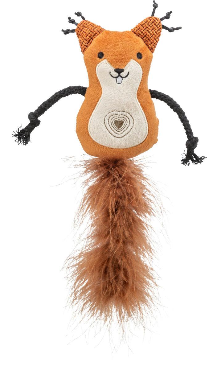Trixie Squirrel, plush/feather, catnip, 12 cm/24 cm.