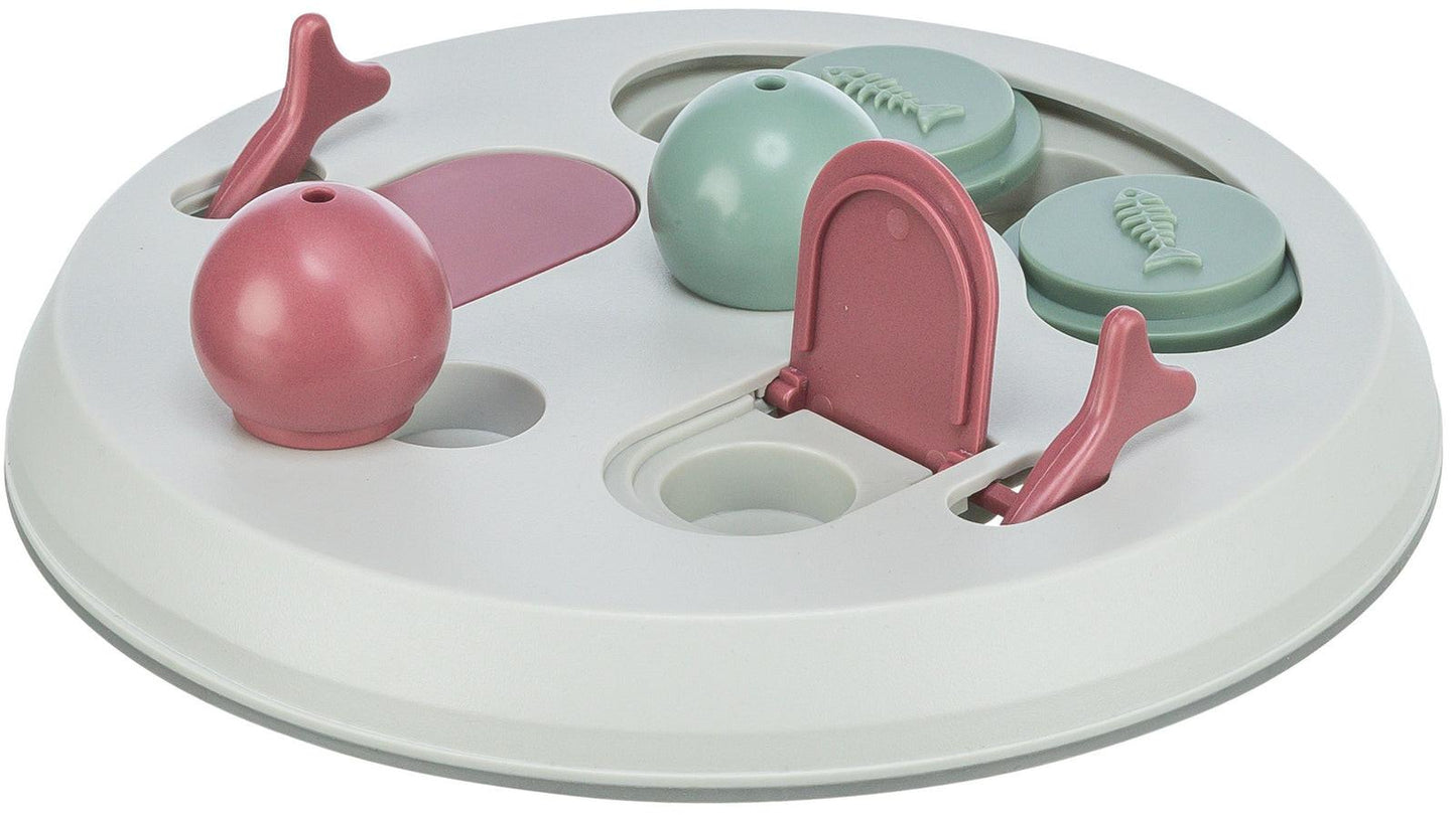Trixie Cat Activity Flip Board strategy game, 23 cm, berry/pink/light grey.