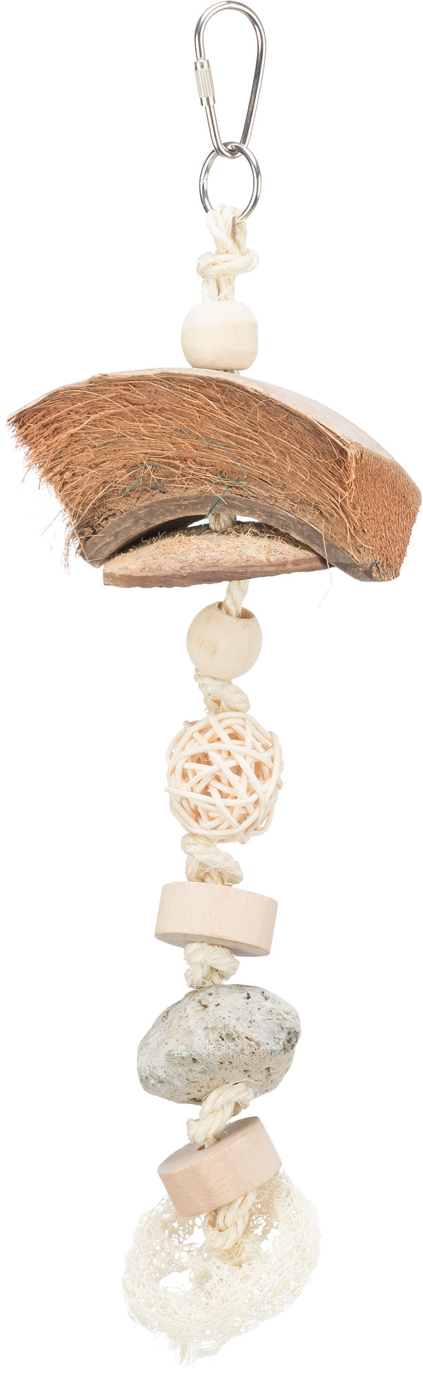 Trixie Natural toy coconut/rattan/lava rock, 35 cm