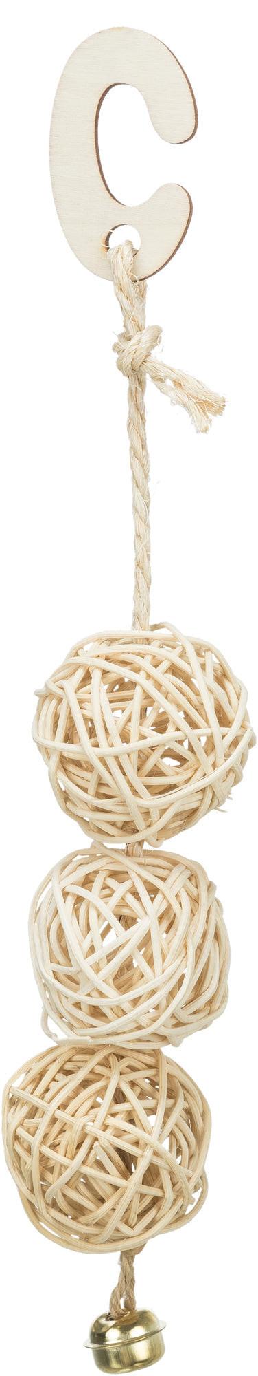 Trixie 3 Rattan balls with bell, 24 cm.