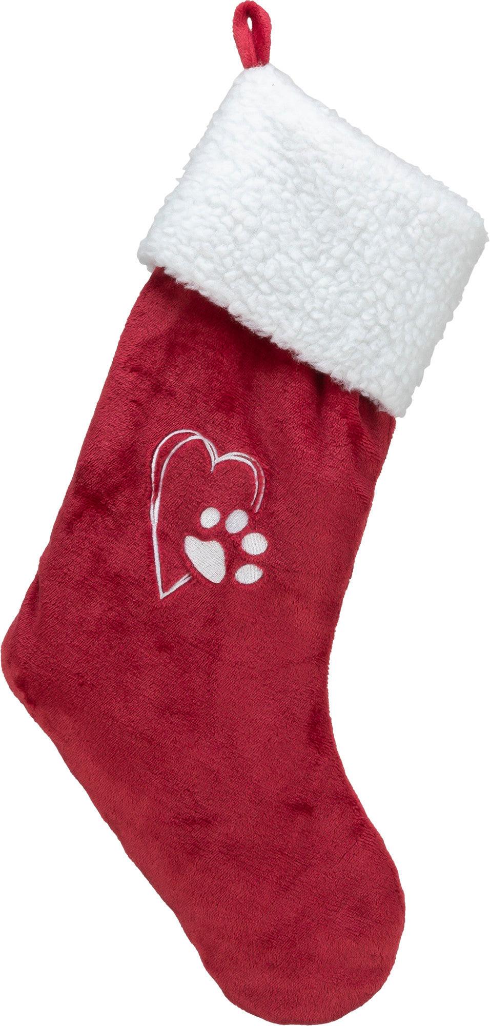 Trixie Xmas stocking, plush, 47 cm, red/white.