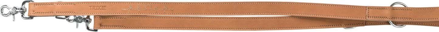 Trixie Rustic fatleather adjustable leash Heartbeat, L-XL: 2.00 m/25 mm, brown.
