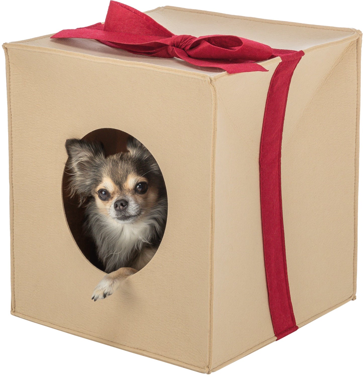 Trixie Cave present, felt, 33 x 37 x 33 cm, light brown