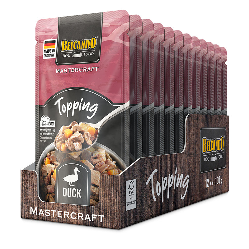 Belcando Mastercraft Duck with Sweet Potato Dog Food Topping 100g box packaging