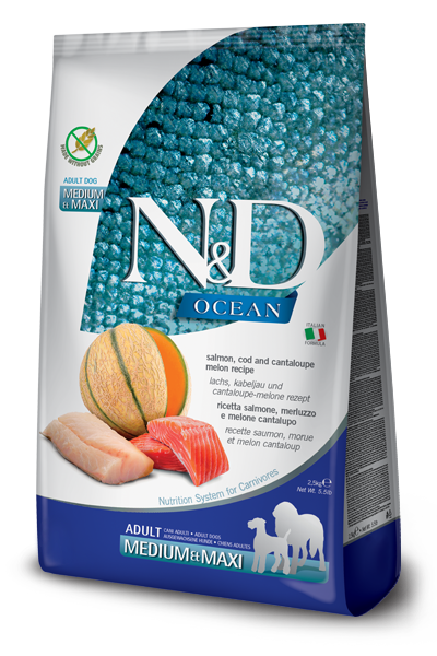 Farmina N&D Ocean Adult Medium & Maxi Salmon, Cod & Cantalupe Melon