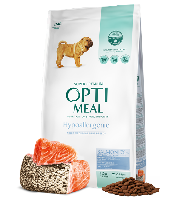 Hypoallergenic complete dry pet food for adult dogs of medium and large breeds – SALMON
