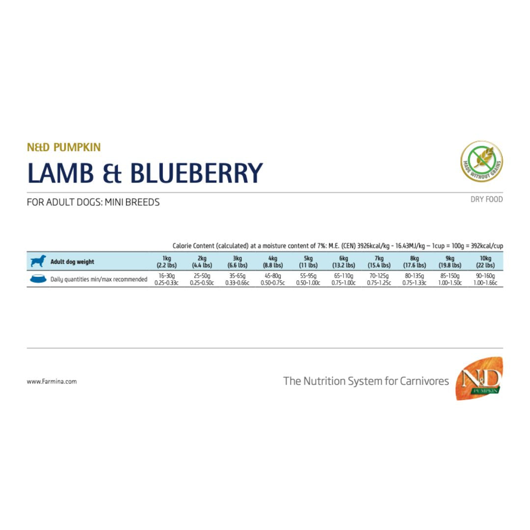 Farmina N&D Pumpkin Adult Mini Lamb & Blueberry