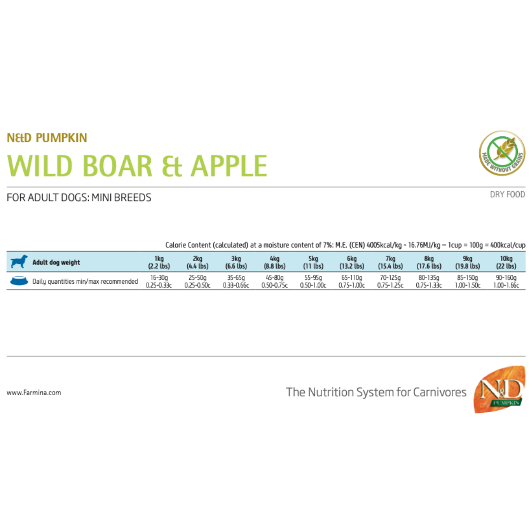 Farmina N&D Pumpkin Adult Mini Boar & Apple