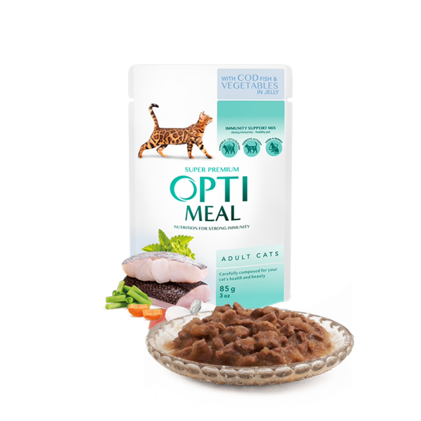 OPTIMEAL Pouches with Cod & Veggies in Jelly