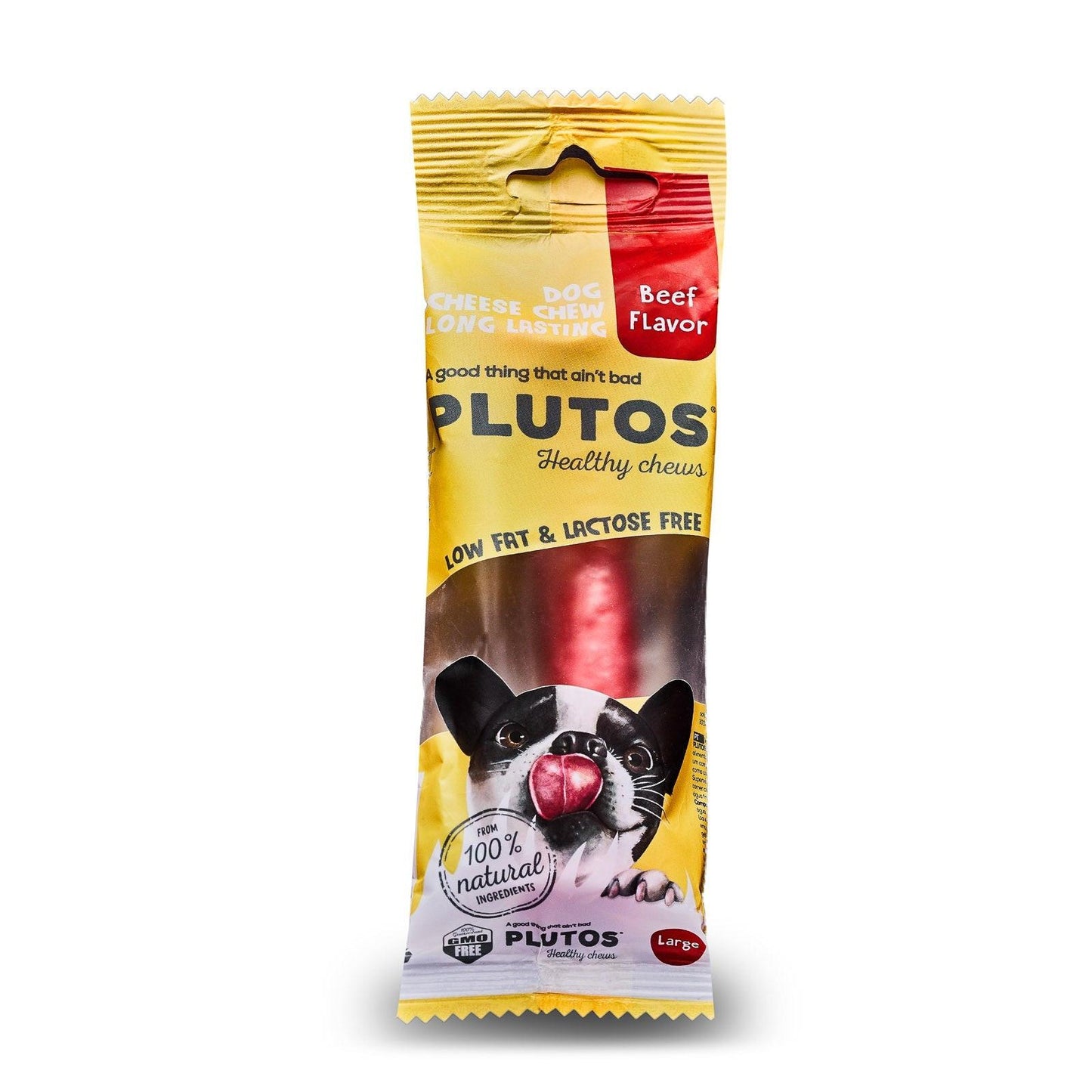 Plutos Cheese & Beef Chew.