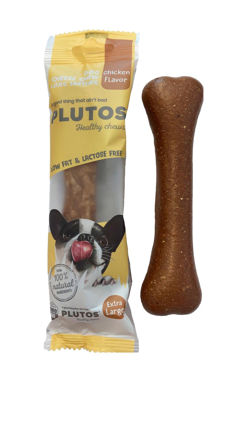 Plutos Cheese & Chicken Chew.