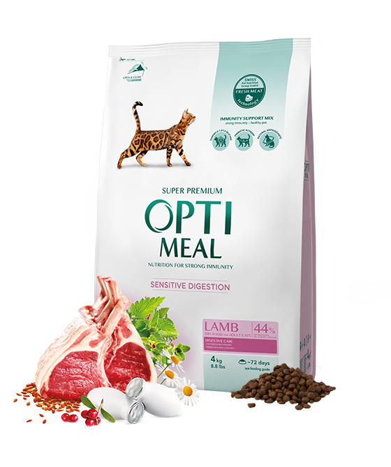 Complete Dry Pet Food For Adult Cats With Sensitive Digestion - Lamb