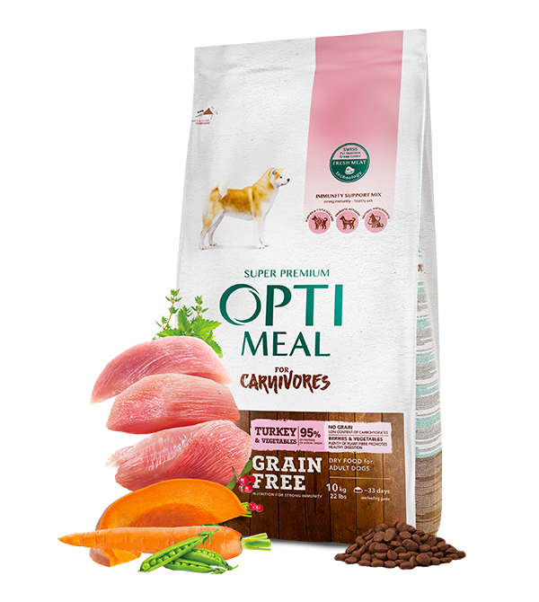 Grain free complete dry food for adult dogs all breeds - Turkey & Veggies