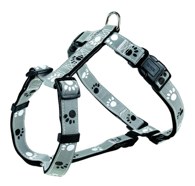 Trixie Silver Reflect H-harness, S-M: 40-65 cm/20 mm, black/silver grey