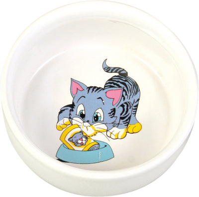 Trixie Ceramic cat bowl with motif, 0.3 l/Ç÷ 11 cm, white