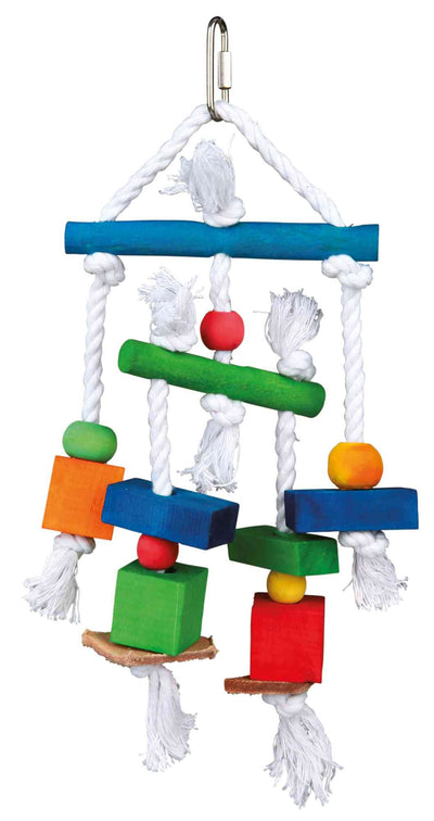 Trixie Wooden toy with leather and rope, 24 cm