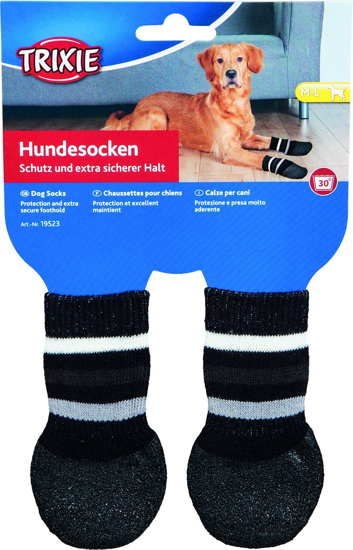 Trixie Dog socks, non-slip, M-L, 2 pcs., black