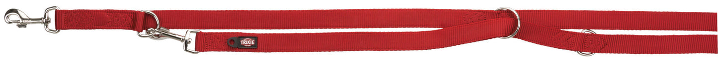 Trixie Premium adjustable leash, double, M-L: 2.00 m/20 mm, red