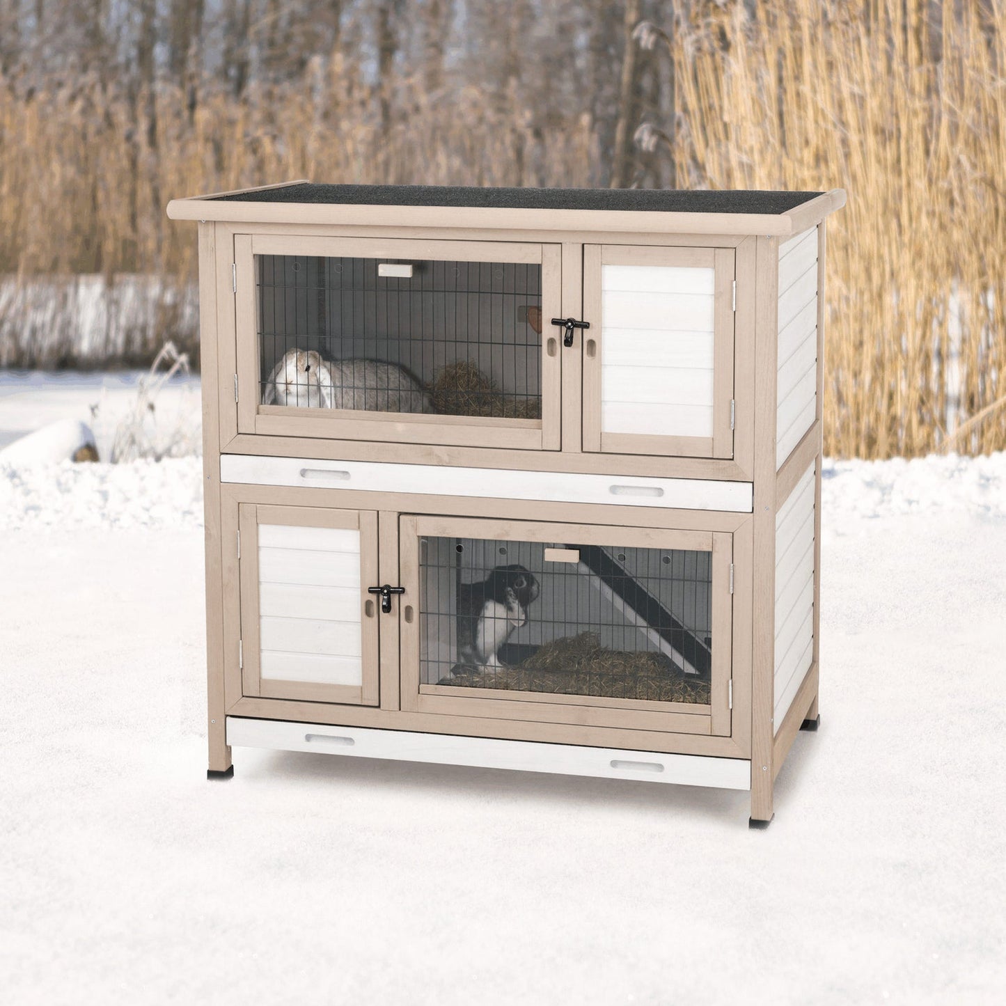 Trixie natura small animal hutch with insulation, 116 x 113 x 65 cm, grey