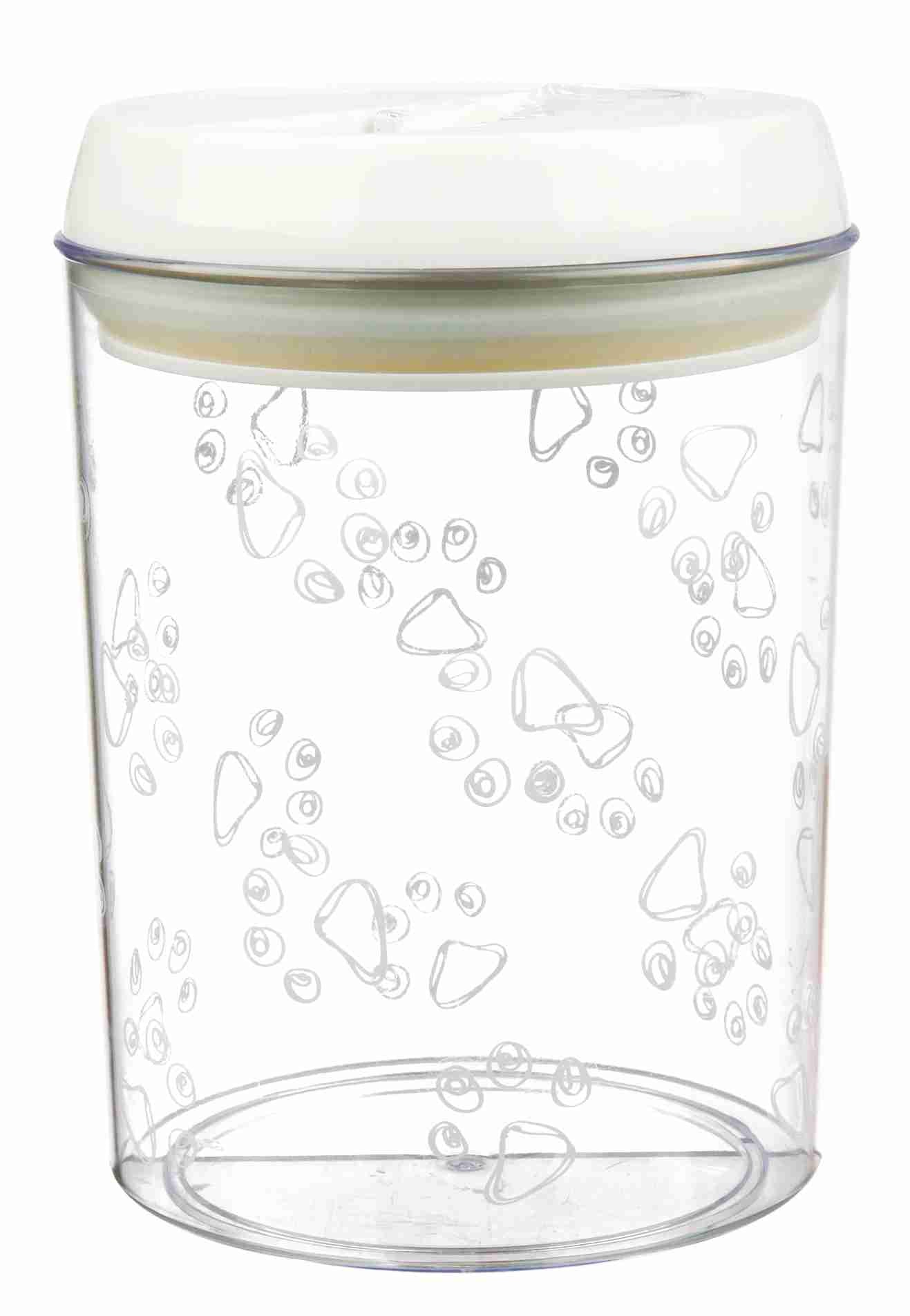 Trixie Food and snack jar, plastic, 1.5 l/diam. 12 x 17.5 cm, transparent/white