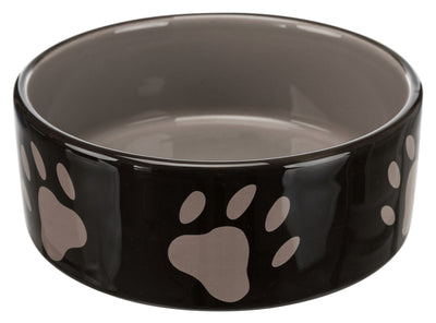 Trixie Ceramic bowl, with paw prints, 0.3 l/diam. 12 cm, brown/cream