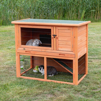 Trixie natura small animal hutch with outdoor run, 116 x 97 x 63 cm, brown