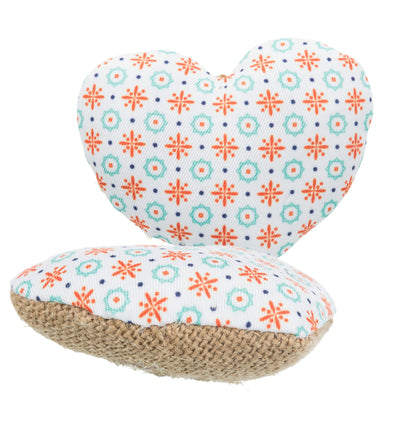 Trixie Heart, jute/fabric, 8 cm