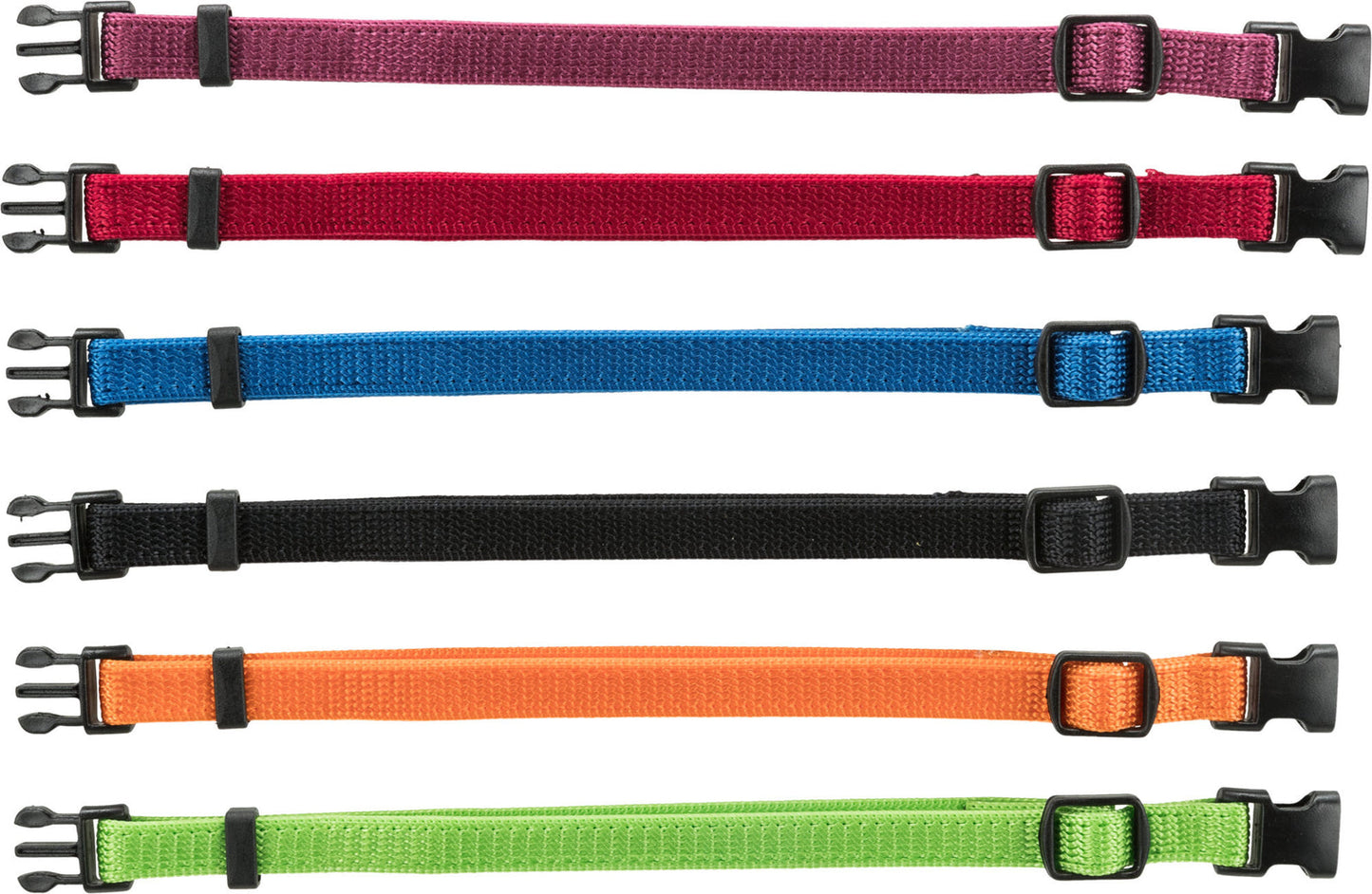 Trixie Junior set of puppy collars, S-M: 17-25 cm/10 mm, black, red, royal blue, apple, papaya, orchid