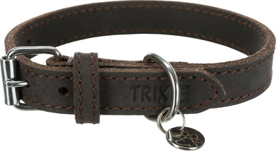Trixie Rustic fatleather collar, XS-S: 27-34 cm/18 mm, dark brown