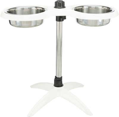 Trixie Dog bar, height adjustable, melamine/stainl. steel, 2 x 2.4 l/ 25 cm, white
