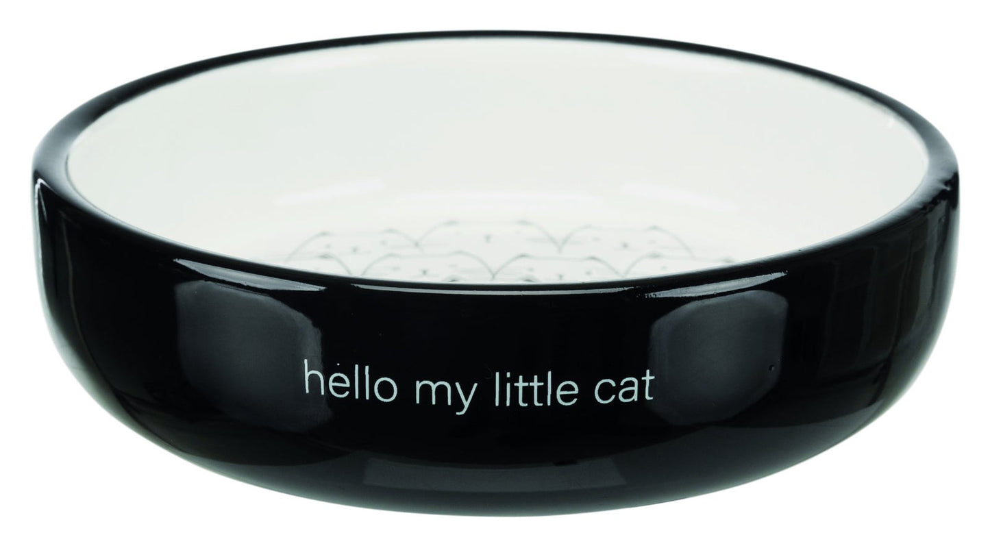 Trixie Cat bowl for short-nosed breeds, ceramic, 0.3 l/diam. 15 cm, black/white