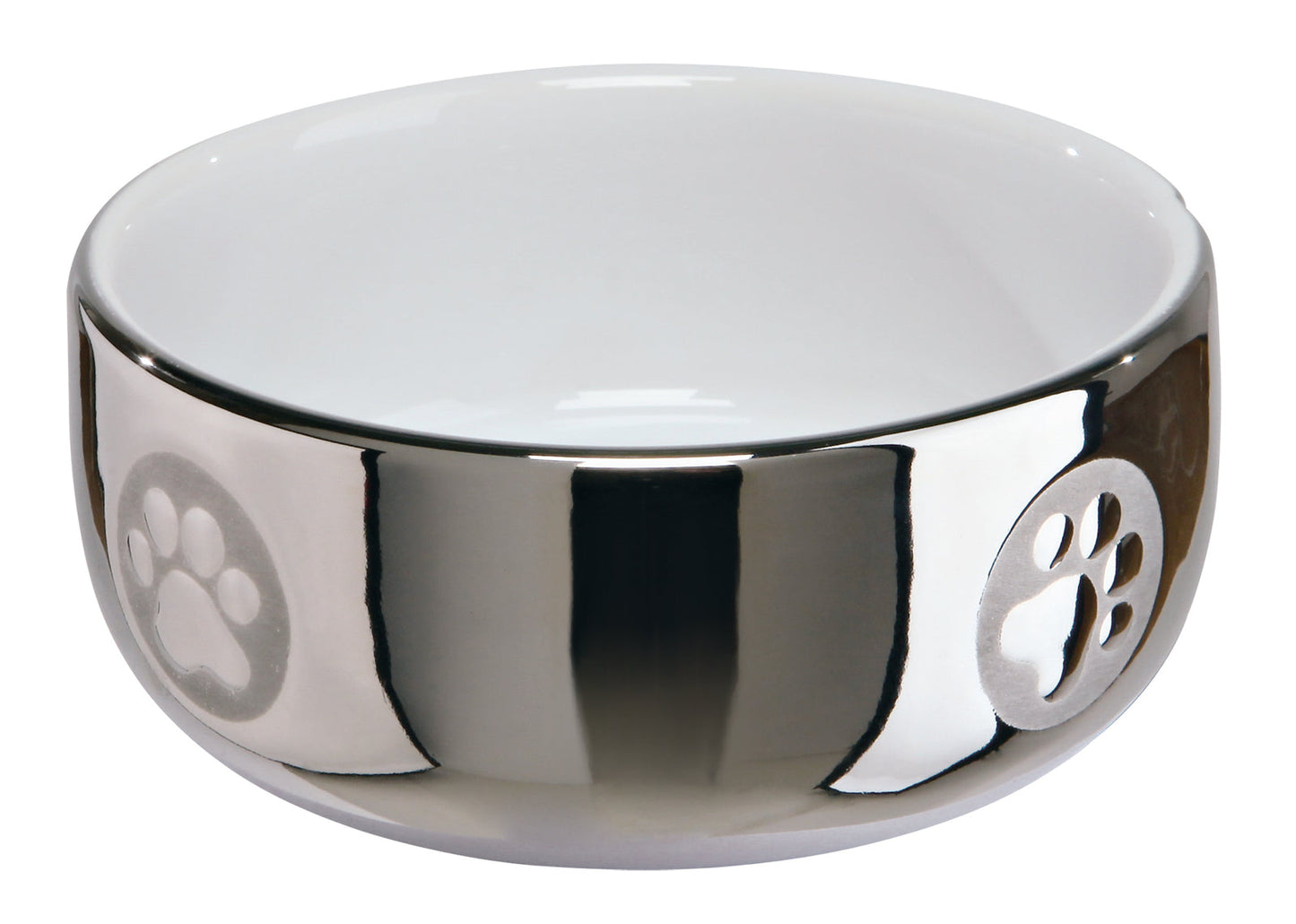 Trixie Cat bowl, ceramic, 0.3 l/diam. 11 cm, silver/white