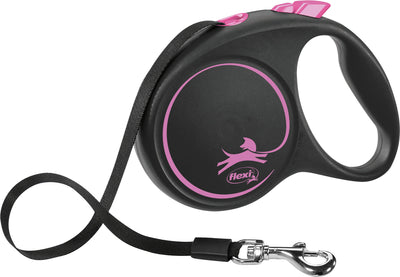 Trixie flexi BLACK DESIGN, tape leash, S: 5 m, pink