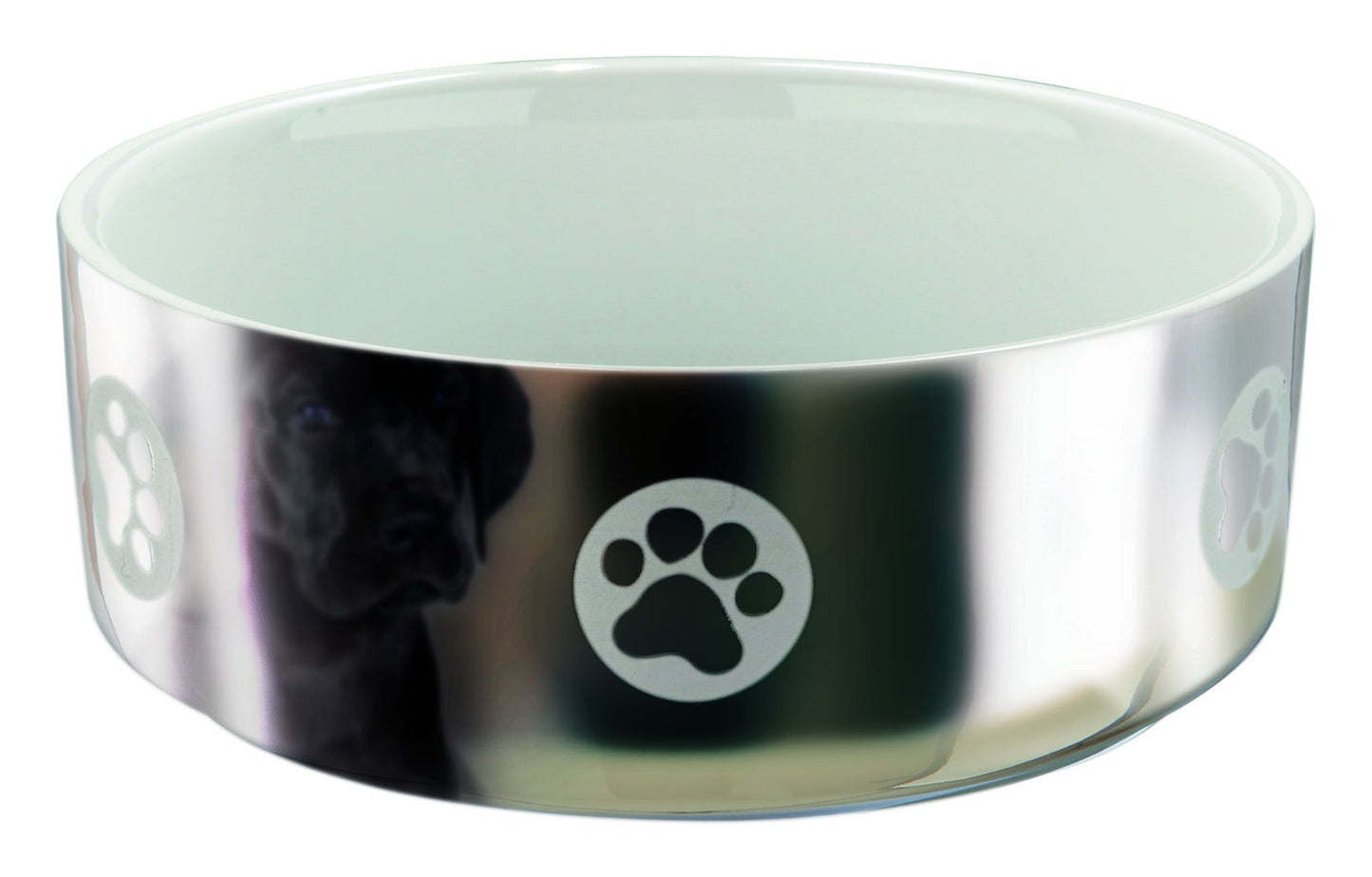 Trixie Ceramic bowl with motif, 0.8 l/diam. 15 cm, silver/white
