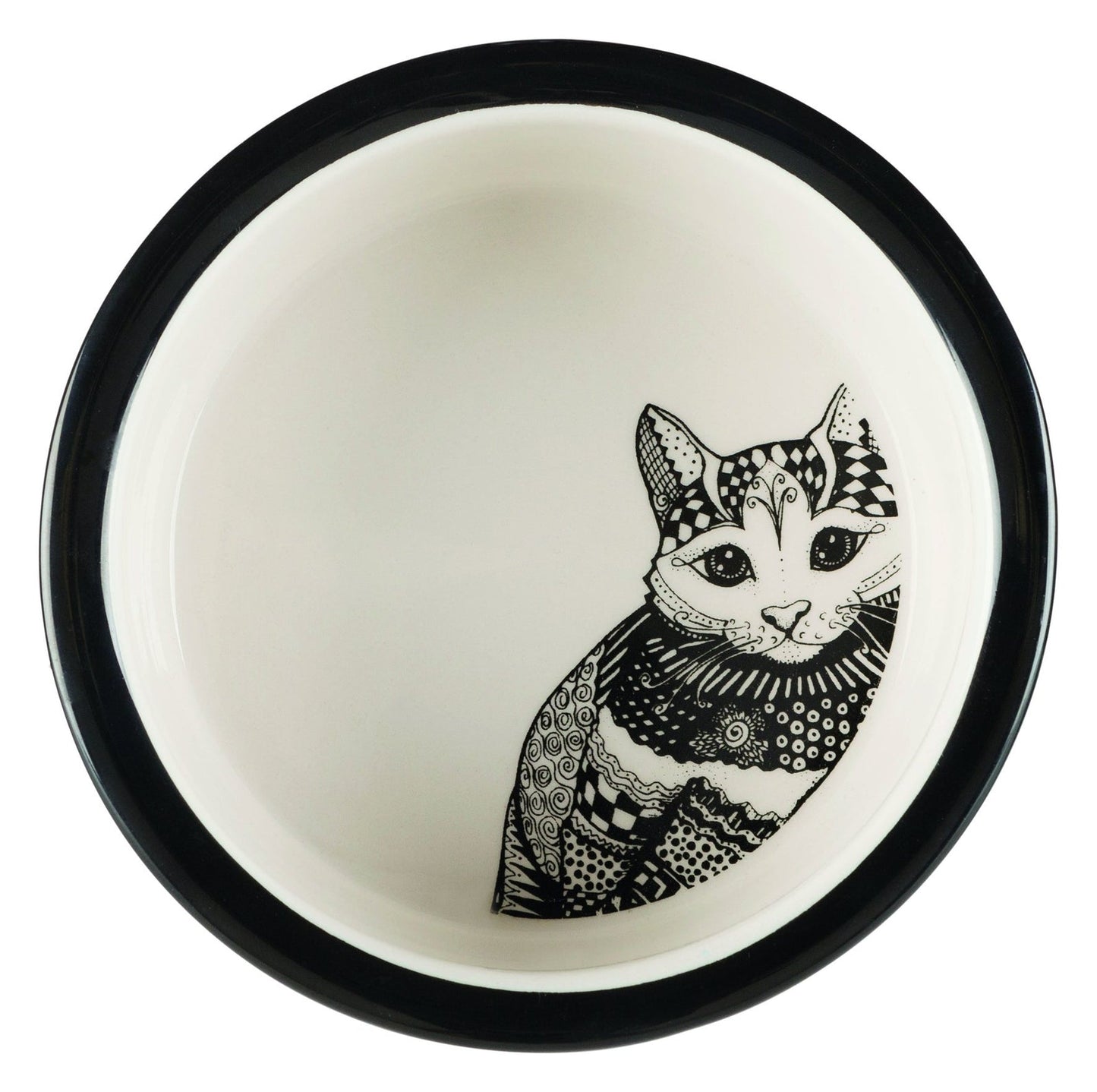 Trixie Zentangle ceramic bowl, 0.3 l/diam. 12 cm, white/black