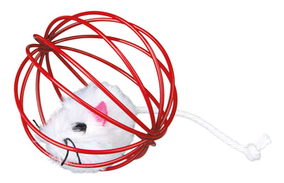 Trixie 24 plush mice in a wire ball, diam. 6 cm