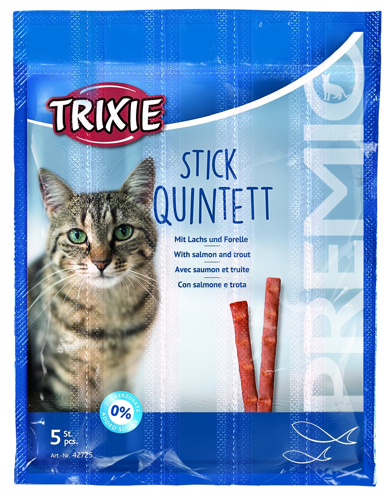 Trixie PREMIO Stick Quintett, salmon/trout, 5 x 5 g