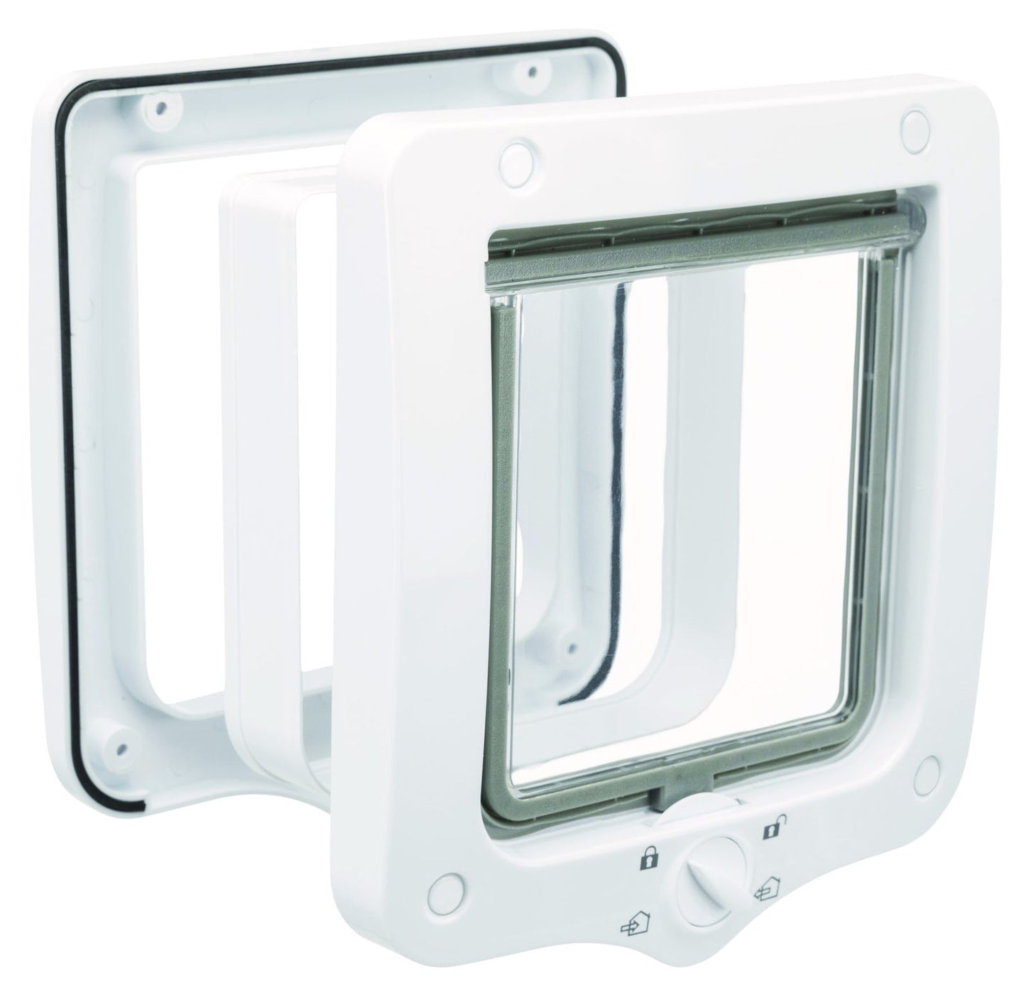 Trixie 4-Way cat flap, with tunnel, 20 x 22 cm, white