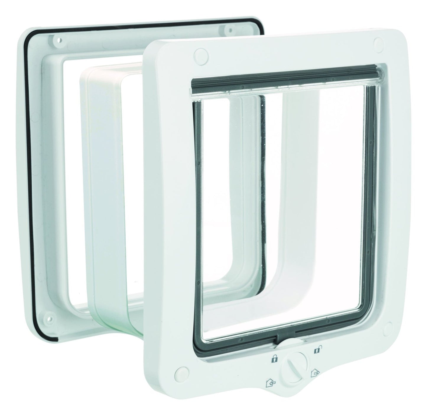 Trixie 4-Way cat flap, with tunnel, XL: 24 x 28 cm, white