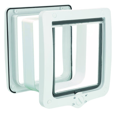 Trixie 4-Way cat flap, with tunnel, XL: 24 x 28 cm, white