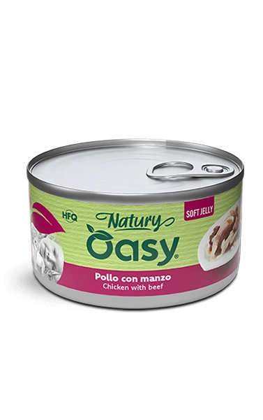 Oasy Natury Soft Jelly Chicken with Beef Wet Cat Food 150g - Natury tin
