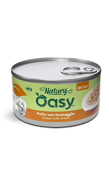 Oasy Natury Soft Jelly Chicken with Cheese Wet Cat Food 150g - Natury tin