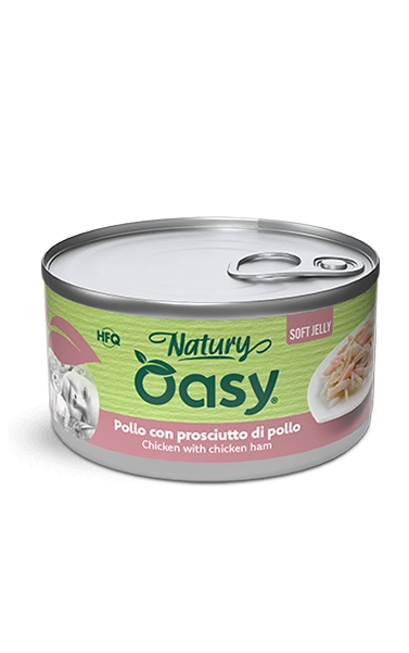 Oasy Natury Soft Jelly Chicken with Chicken Ham Wet Cat Food 150g - Natury tin