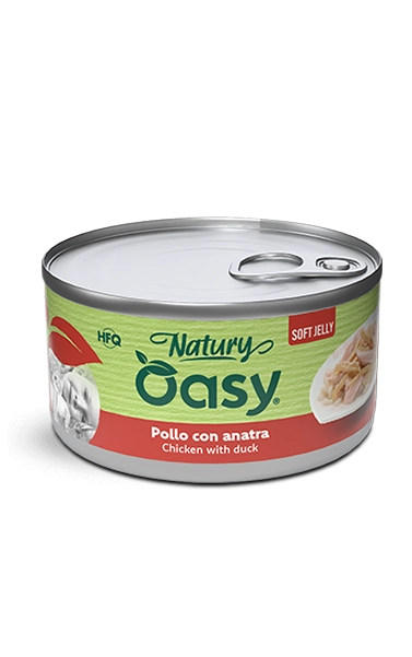 Oasy Natury Soft Jelly Chicken with Duck Wet Cat Food 150g - Natury tin
