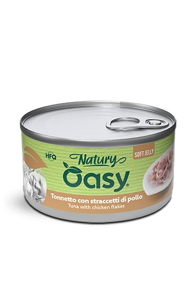 Oasy Natury Soft Jelly Tuna with Chicken Flakes Wet Cat Food 150g - Natury tin