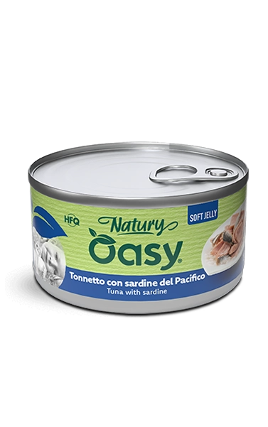 Oasy Natury Soft Jelly Tuna with Sardine Wet Cat Food 150g - Natury tin
