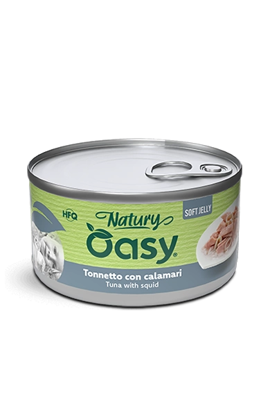Oasy Natury Soft Jelly Tuna with Squid Wet Cat Food 150g - Natury tin