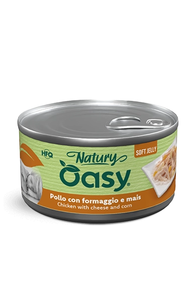 Oasy Natury Soft Jelly Chicken with Cheese & Corn Wet Dog Food 150g - 150g tin