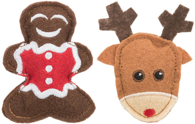 Trixie Xmas elk and gingerbread figure, felt, 8 cm, 2 pcs.